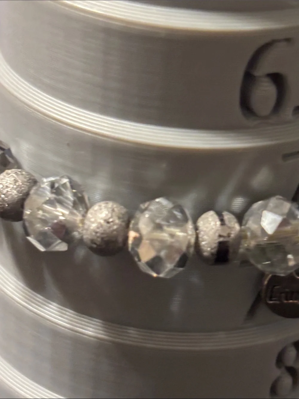 Faceted Bracelet Erimish Mint, White & Silver‎ Beaded Read